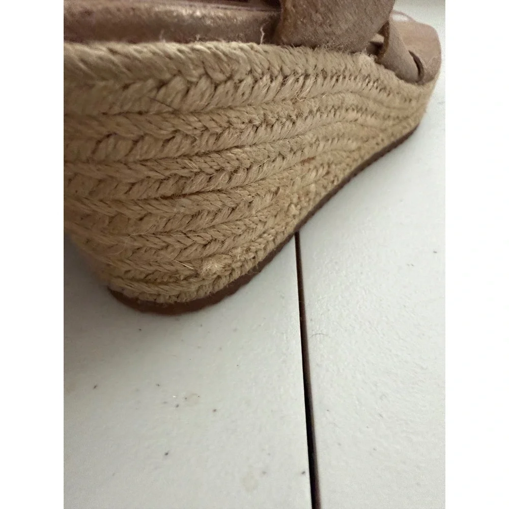 Eileen Fisher Willow Metallic Bronze Suede Jute Espadrille Wedge Sandals 8.5